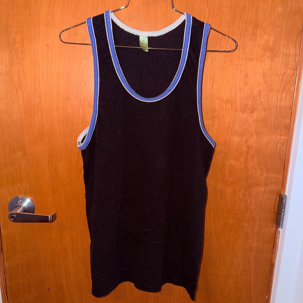 Mens M, Alternative Black Tank Top with Blue Trim